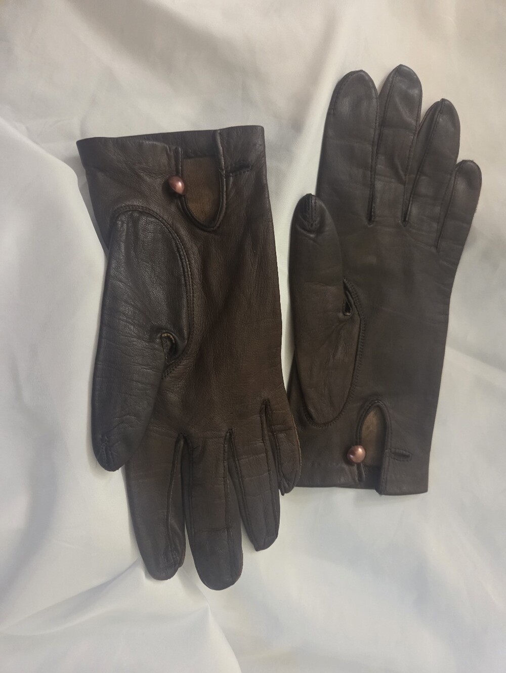 Vintage Womens Brown Leather Gloves 6.5